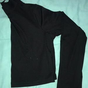 Cropped black mock neck athletic shirt